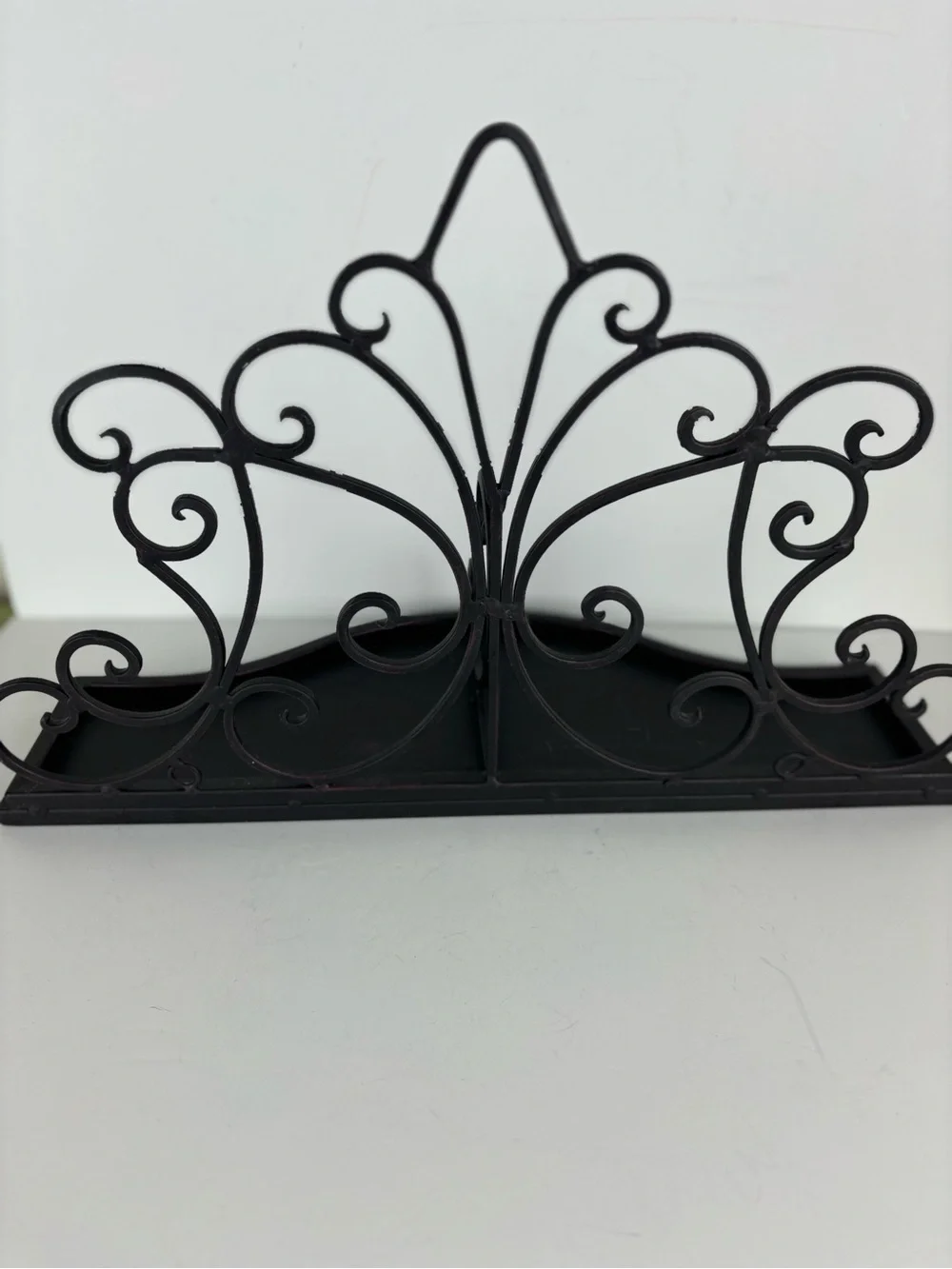 Large Metal Ornate Filigree Wall Shelf/Black Finish